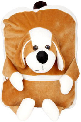 

Gifteria Brown Dog Face Plush School Bag - 36 cm(Brown, White)