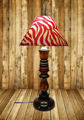 

Woodly Red Wavy Design Table Lamp(45 cm, Red White)