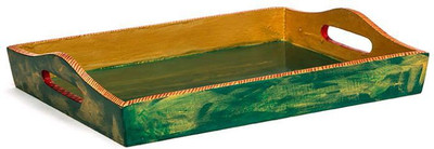 

Kaushalam Large Painted: Green Antiqua Tray