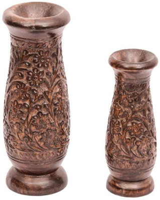 

Desi Karigar Wooden Vase(10 inch, Brown)