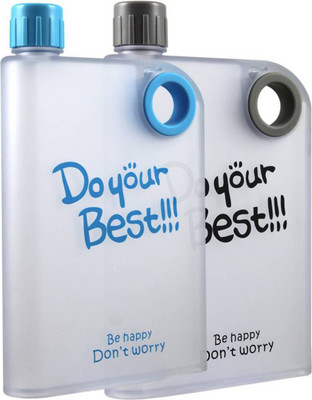 

Stealodeal |Combo of 2| Blue and Grey Notebook Style 380 ml Water Bottles(Set of 2, Multicolor)