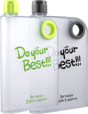 

Stealodeal |Combo of 2| Green and Grey Notebook Style 380 ml Water Bottles(Set of 2, Multicolor)