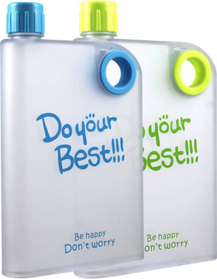 

Stealodeal |Combo of 2| Blue and Green Notebook Style 380 ml Water Bottles(Set of 2, Multicolor)