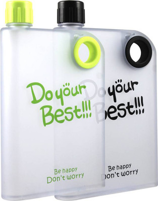 

Stealodeal |Combo of 2| Black and Green Notebook Style 380 ml Water Bottles(Set of 2, Multicolor)