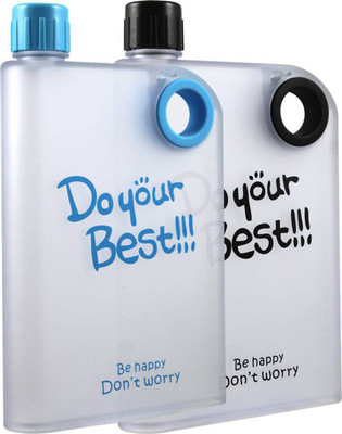 

Stealodeal |Combo of 2| Black and Blue Notebook Style 380 ml Water Bottles(Set of 2, Multicolor)