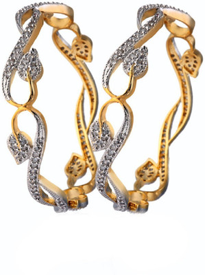 RENAISSANCE TRADERS Brass Cubic Zirconia, Diamond Brass Bangle Set(Pack of 2)