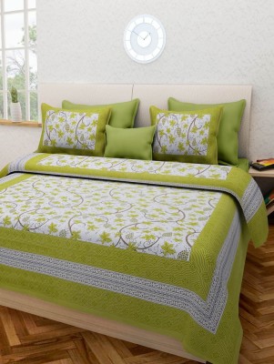 Bombay Spreads 120 TC Cotton Double Printed Flat Bedsheet(Pack of 1, Green)