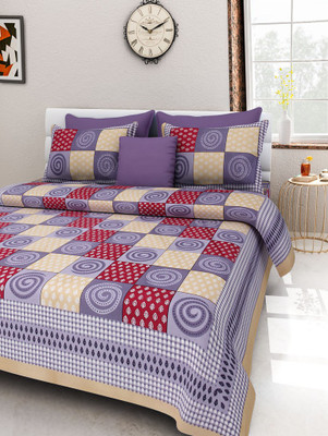 Bombay Spreads 120 TC Cotton Double Printed Flat Bedsheet(Pack of 1, Beige)