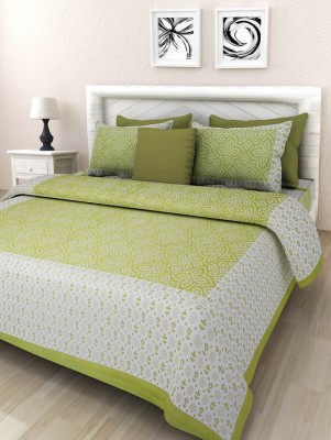 UNIQCHOICE 120 TC Cotton Double 3D Printed Flat Bedsheet(Pack of 1, Green)