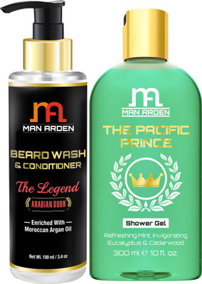 

Man Arden Beard Wash (Shampoo) & Conditioner (The Legend) 100ml + The Pacific Prince Luxury Shower Gel(300 ml)