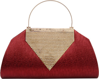 Bagaholics Party Maroon, Gold Clutch, Gold;maroon