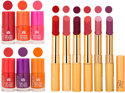 

Aroma Care Nail Polish Set and Rythm Lipstick Sets ( Modern Shades) 1803201764(Set of 12)