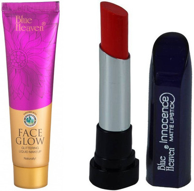 

Blue Heaven Face Glow Creme with Red Innocence Matte Lipstic(Set of 2)