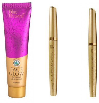 

Blue Heaven Face Glow Creme with Long wear Mascara and Eyeliner(Set of 3)