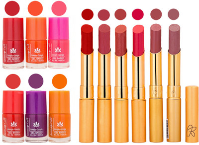

Aroma Care Nail Polish Set and Rythm Lipstick Sets ( Modern Shades) 1803201820(Set of 12)