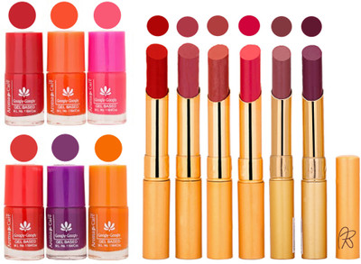 

Aroma Care Nail Polish Set and Rythm Lipstick Sets ( Modern Shades) 1803201817(Set of 12)