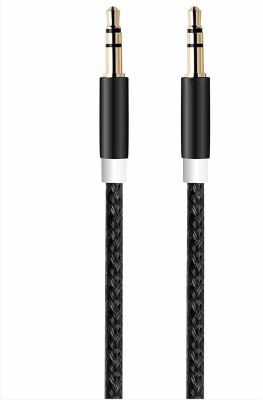 Voltegic AUX Cable 1 m Copper Braiding, Metal Braided ™ 3.5mm Auxiliary, Braided Universal Audio Cord(Compatible with Mobile, Laptop, Tablet, Mp3, Gaming Device, Black, One Cable)