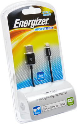 

Energizer Hightech Data Sync Charge MFI Certified Durable 8 Pin Lightning USB Cable(Black)