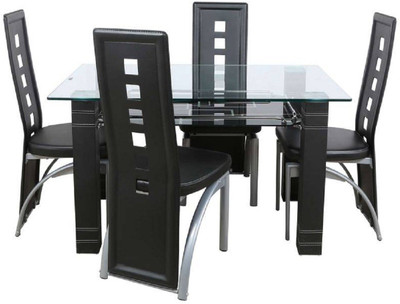 

Parin Glass 4 Seater Dining Set(Finish Color - brown)