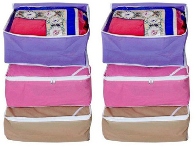 

Kuber Industries Designer Non woven Saree cover Set of 6 Pcs /Wardrobe Organiser/Regular Clothes Bag " KI27101P9(Multicolor)