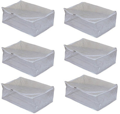 

Kuber Industries Designer Saree cover Full Transparent With Capacity of 10-15 Sarees (White Lace) Set Of 6 Pcs " KI27101P3(Silver)