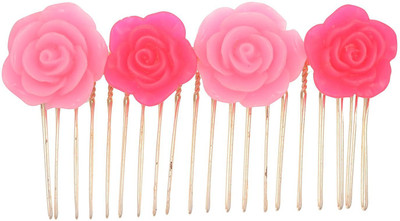 

Bows Are Wows Pink rosette comb Hair Pin(Pink, Gold)