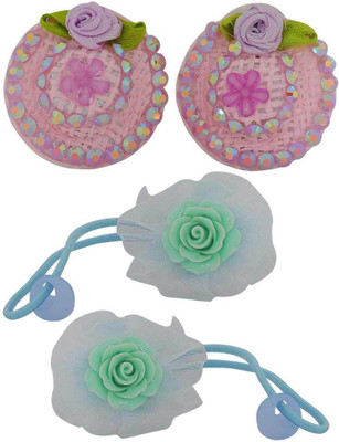 

Maayra 2 Daily Wear clips, 2 Rubber Band Hair Accessory Set(Purple, Blue)