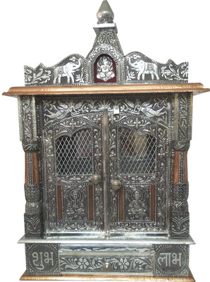 

Pavitra Ghar 15" x 7" x 24" Door With Ghummat Aluminium - Copper Oxidize Carving Temple Wooden, Aluminium, Copper Home Temple(Height: 40 cm)