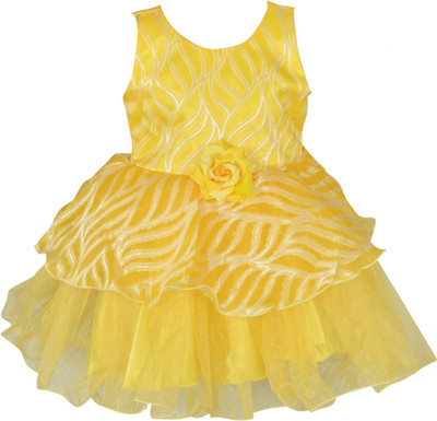 

La Bele Girls Midi/Knee Length Party Dress(Yellow, Sleeveless