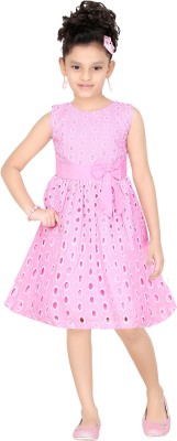 

Trendyy Girls Girls Midi/Knee Length Party Dress(Pink, Sleeveless