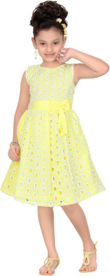 

Trendyy Girls Girls Midi/Knee Length Party Dress(Yellow, Sleeveless