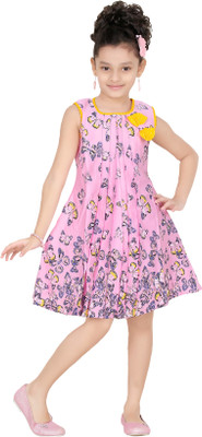 

Trendyy Girls Girls Midi/Knee Length Party Dress(Pink, Sleeveless