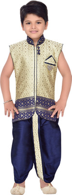 

AJ Dezines Boys Festive & Party Angarkha and Dhoti Pant(Dark Blue Pack of 1, Navy blue