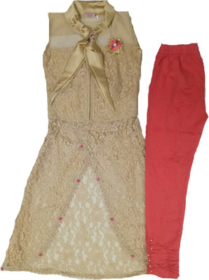 

Kid n Kids Girls Kurti and Legging Set(Multicolor Pack of 1, Cream