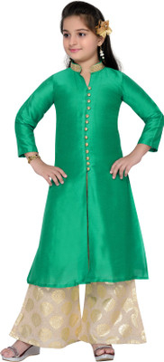

Adiva Girls Festive & Party Kurta and Pallazo Set(Green Pack of 1