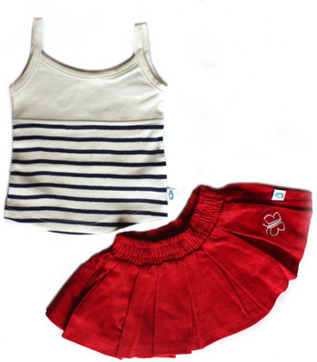 

Cuddledoo Girls Casual Top and Skirt Set(White Pack of 2
