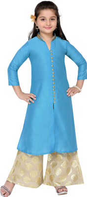 

Adiva Girls Festive & Party Kurta and Pallazo Set(Light Blue Pack of 1, Turquoise