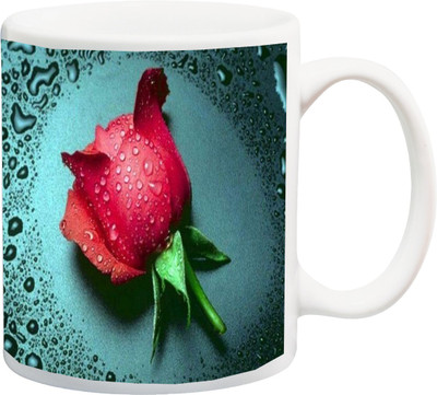 

ME&YOU Special Beautiful Red Rose color 3D Printed Ceramic Mug(325 ml), Multicolor