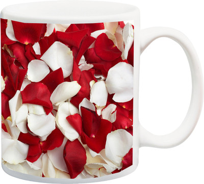 

ME&YOU Special Beautiful Red And White Rose color 3D Printed Ceramic Mug(325 ml), Multicolor