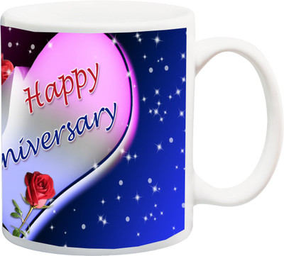 

ME&YOU Happy Anniversary Gift for Husband,Wife Rose 3D printed Ceramic Mug(325 ml), Multicolor