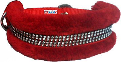

Petshop7 High Quality & Stylish Nylon Fur Dog Collar -1 Inch - Size (Red). Neck Size ( 17.50-22 inch) Dog Everyday Collar(, Red