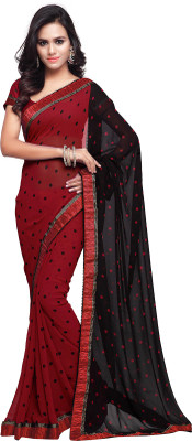 

Sourbh Sarees Polka Print Bollywood Georgette Saree(Red)