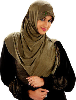 

ArabDressage Embellished Stretchable Polyester Girl's Scarf, Green