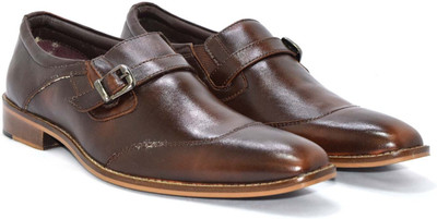 

Alberto Calza Genuine Leather Single Buckled Monk Strap For Men(Brown