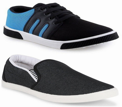 

Chevit Pack of 2 Outdoor Blue Sneakers Shoes and Running Shoes Casuals For Men(Multicolor, Black