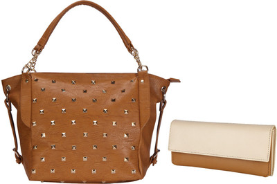 

Lychee Bags Women Casual Beige, Brown PU Satchel