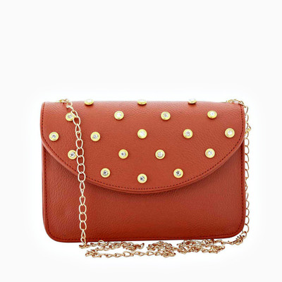 

Abrazo Girls Evening/Party Brown PU Sling Bag
