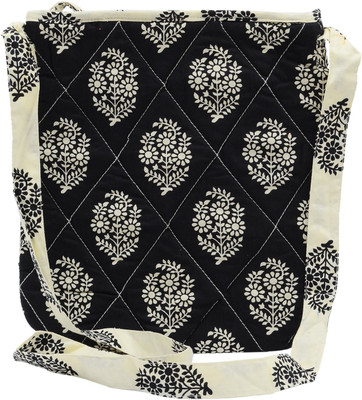 

Bagaholics Girls Casual White, Black Cotton Sling Bag, Black;white