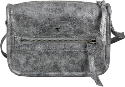 Bulchee Women Casual Silver Leatherette Sling Bag