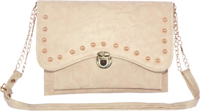 

Quick Fashion Women Evening/Party Beige PU Sling Bag